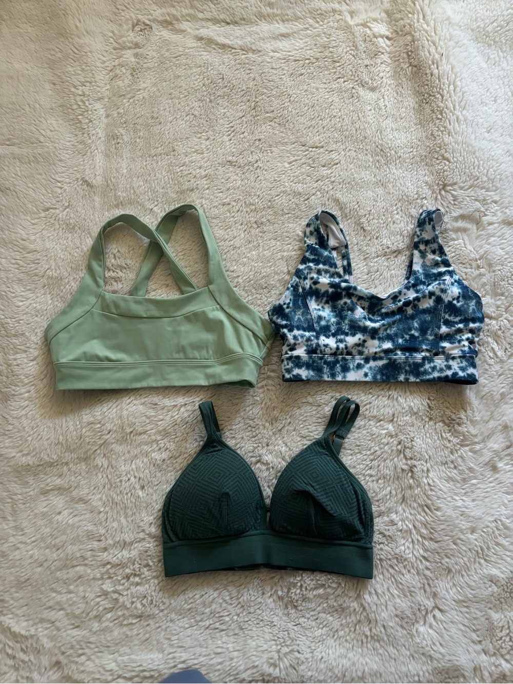 Mixed Brands Blue and Green Sports Bra Bundle Size Small